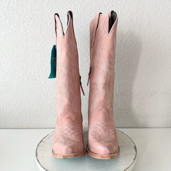 Lane Gallatin Womens Cowboy Boots 10 Pink Cowgirl Western Mid Calf Pointed Toe - Picture 5 of 11